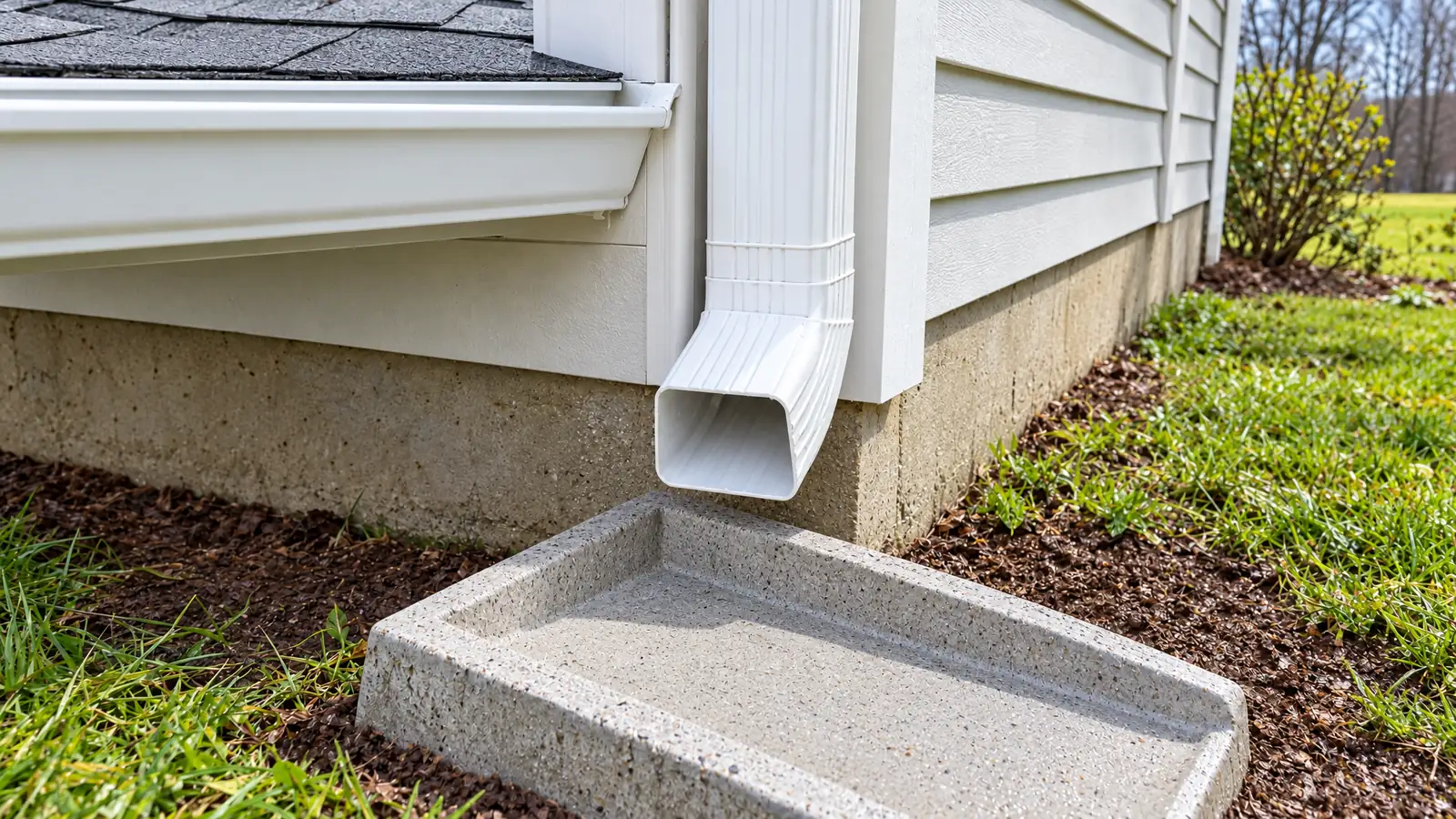 After: the same downspout clear and clean